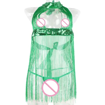 Seksualus Kostiumai Moterų Žalia China Kutas Sleepwear Seksualus moteriškas apatinis Trikotažas, Apatiniai Backless Sijonas G-String naktiniai drabužiai Babydoll