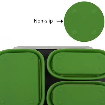 Silikono 1350ML Nešiojamų Lunchbox Trys Ažūriniai Stačiakampio keičiamo dydžio Lankstymo Bento Dėžutė su Šaukštu Šakutės Dvejopą Paskirtį Stalo įrankiai