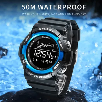 Skaitmeniniai Laikrodžiai Vyrams 50M Waterpoof Žiūrėti SMAEL Sporto Laikrodžiai Chronometrą, Žadintuvą, Chronometrą 1426 Didelis Ciferblatas Žiūrėti Vyrai