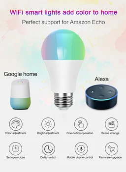 Smart Lemputė 11W E27 B22 Smart Home Belaidžio WiFi LED RGB Lemputė Paramos Alexa, Google Namuose LED šviesos reguliavimo Lemputė Smart WiFi Pritemdomi Lemputė