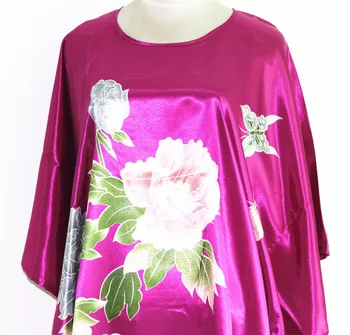 Spausdinti Violetinė Moterų Šilko, Viskozės Kimono Madingas Gėlių Chalatas, Vonios Suknelė Kinijos Senovinių Namų Suknelė Pajama Pižamą Plius Dydis 6XL