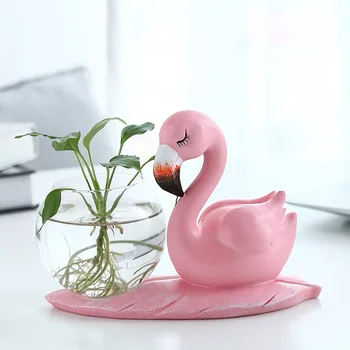 Stongwell Šiaurės Pink Flamingo Hydroponic Vazonas Stiklo Vaza Augalų Bakas Apvalus Dulkių Pavidalo Žuvų Bakas Namų Dekoravimo, Dovanų