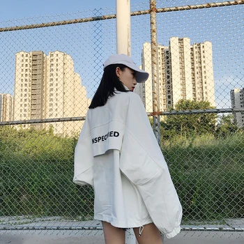 Streetwear Korėjos Negabaritinių Siuvinėjimo Raštą Mygtuką Golfo Laisvas Megztinis Palaidinukė Hoodies Harajuku Švarkelis Chaqueta
