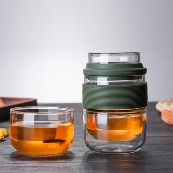 Subtilus Kelionės Teaware Rinkiniai Su Carring Atvejais, Karščiui atsparaus stiklo Arbatinukas su Mažais Stiklo Filtro Gėlių Arbata Nešiojamų Teawares