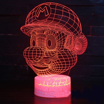 Super Maliao temą ženklo 3D Lempos Žaidimas LED nakties šviesa 7 Spalvų Kaita Touch Nuotaika Lempos Dropship