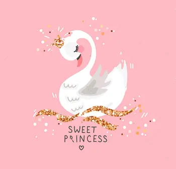 Swan Princess Pink Cartoon foto fonas Aukštos kokybės Kompiuteris spausdinti baby shower fotostudijos fono