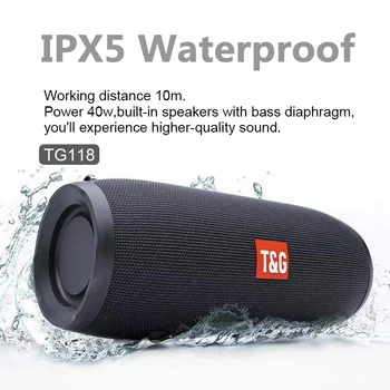 TG118 40W Portable Bluetooth Speaker Lauko Belaidės Kolonėlės žemų dažnių Muzikos Centras BoomBox 3D Stereo Baterija 3600mAh FM/TF/AUX