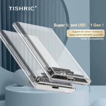 TISHRIC Skaidrus HDD Atveju kietojo disko Dėžutė 2.5 HDD Talpyklos SATA Į USB 3.0 Tipas-C 3.1 Mobile Išorinis Kietasis Diskas Atveju
