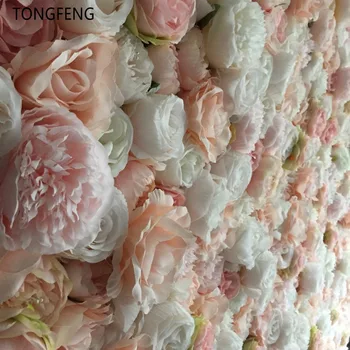 TONGFENG 8pcs/daug MIXCOLOR Vestuvių 3D gėlių sienos gėlių runner vestuvių Dirbtinio šilko rožė, bijūnas vestuvių fonas apdaila