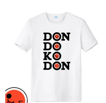 Taiko ne Tatsujin DONDOKODON Atspausdinta Tee Marškinėliai Juodi/Balti trumpomis Rankovėmis T-shirt