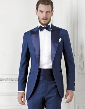 Tamsiai mėlyna Prom vyrų kostiumas Drabužių Jaunikis Dėvėti Tuxedos Jaunikis mens kostiumai 2020 m. (Striukė+Kelnės+peteliškė) terno masculino casamento
