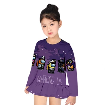 Tarp Mūsų, Mergaičių Suknelė Marškinėliai Vaikams Žaidimas Kalėdų Cosplay Marškinėlius Kūdikių 3D Atspausdintas 2-12T Kostiumas