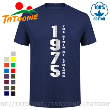 Tatooine Retro Vasaros Stiliaus Gimimo Legenda, 1975 M. T shirt vyrai Derliaus Gimė 1975 m. T-shirt Tėtis Geriausia Gimtadienio Dovana Tee marškinėliai