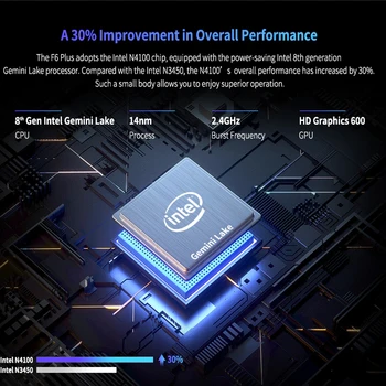 Teclast F6 Plius Nešiojamas kompiuteris Intel Dvyniai Ežero N4100 Windows10 Quad Core, 8GB RAM, 256 GB SSD Sukasi 360 Jutiklinis Ekranas 13.3