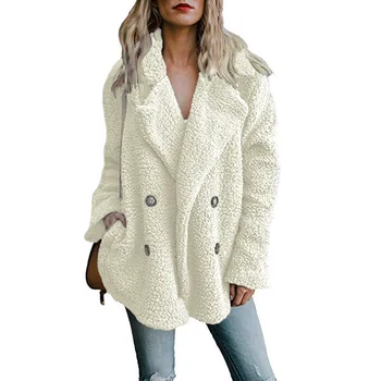 Teddy Kailio Moterų Dirbtiniais Kailiais Ilgomis Rankovėmis Pūkuotas Kailio Liemenės Žiemą Šilta Moteriška Striukė Moterų Žiemos Paltai 2021 Plius Dydis Outerwears