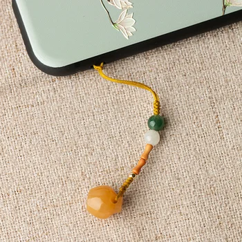 Telefonas virvelę mielas rankų darbo, originalus, natūralios jade agatas mažas lotus telefono pakabukas retro mažas pakabukas jade mobiliojo telefono grandinės