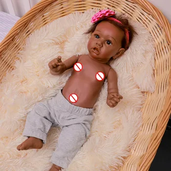 Tikroviška Reborn Baby Doll Su Dantų viso Kūno, Juoda Silikono Lėlės Kreivas Burną 20inch Žavinga Realus Bonecas Lėlės Žaislas