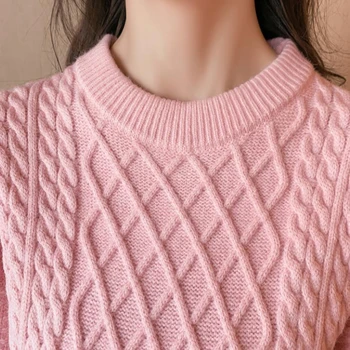 Tingus megztinis moterų rudens žiemos 2020 naujas kieto spalvų paprastas vidutinio ilgio Megztinis laisvi ir universalus viršutinių drabužių siuvimas