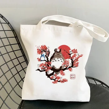 Totoro pirkinių krepšys medvilnės bolsa drobės pirkinių krepšys string džiuto audiniai patraukti