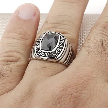 Turkijos Papuošalų 925 Sterlingas Sidabro Žiedas Nekilnojamojo Brangakmenio Vyrų Žiedai Vyrų Papuošalai Žiedai Mens Žiedai Moterims, vyriški Žiedai Mens žiedas