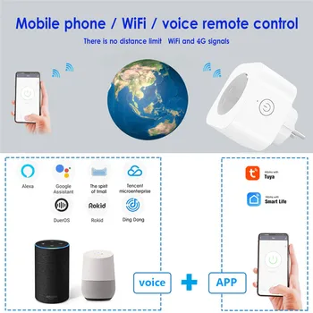 Tuya WiFi Smart Plug (10A ES Standarto Lizdas Smart Nuotolinio Valdymo Balsu Galia Monitoriaus Lizdas, Laikmatis dirba su Alexa 