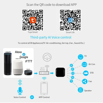 Tuya Wifi Infraraudonųjų spindulių Nuotolinio Valdymo pultas Universalus Smart Spindulių Nuotolinio Valdymo Infraraudonųjų spindulių Balso APP Kontrolės Su Alexa & 