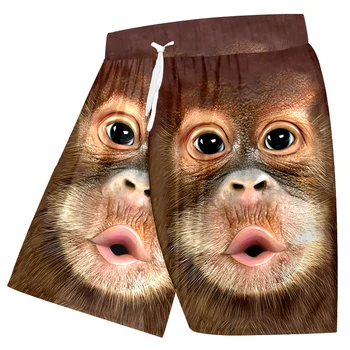 UJWI 2019 vyriški Paplūdimio Šortai 3D Atspausdintas Gyvūnų Beždžionė Orangutan Mados Juokinga Dizaino Šortai Vyrų Vasara