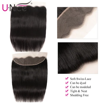 UNice Plaukų Icenu Remy Plaukų Serija Tiesiai Brazilijos Plaukų Nėrinių Priekinės 13