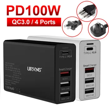 URVNS 100W USB C PD Įkroviklis C Tipo USB 4 Port Įkrovimo Stotis 