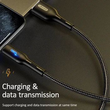 USAMS Smart Power off USB Kabelis iPhone, 11 pro max xs 8 7 6s 5 apšvietimo kabelis Duomenų Sinchronizavimo 2A Greito įkrovimo laidai, skirtą 