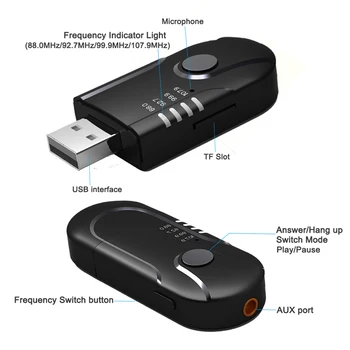 USB Bluetooth 4.1 FM Transmitter Belaidis FM Moduliatorius Automobilių Rinkinys, 