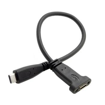USB-C USB 3.1 C Tipo Vyrų ir Moterų Pratęsimo Duomenų Kabelis su Panel Mount Varžto Skylę Ilgis: 20cm C Tipo jungtis yra naujas