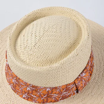 USPOP 2020 Naujų moterims saulės, skrybėlės, plačios kraštų vasaros skrybėlės gamtos šiaudines skrybėles spausdinimo juostelės paplūdimio skrybėlę