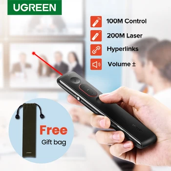 Ugreen Wireless Presenter USB Nuotolinio Valdymo 2.4 GHz Powerpoint Prezentacija Belaidžio USB3.0 Valdytojas Raudona Lazerinė Rodyklė