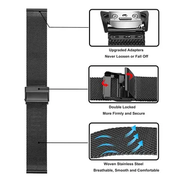 Unikalus Milano Watchband Samsung Pavarų Tinka 2 SM-R360 / Fit2 Pro SM-R365 Nerūdijančio Plieno Žiūrėti Juosta Akių Austas Dirželis Apyrankė