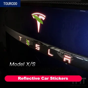 Už Tesla Model S X Atspindintis Emblema Lipdukas Rato Stebulė Durų Rankena Dekoro Automobilių Modifikacijos, Priedai