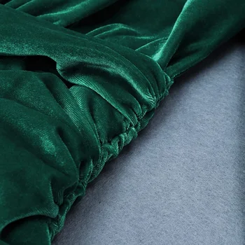 VC Nemokamas Pristatymas 2020 Moterų Žalia Suknelė Seksualus Giliai V Kaklo Aksomo Suknelė Ilgai Sleevs Įžymybė Šalis Padalinta Ilga Suknelė Vestidos