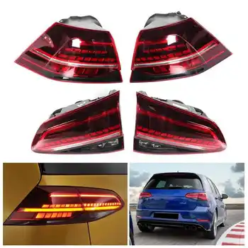 VLAND R-Atrodo Pilnas LED Dinaminis Užpakaliniai Žibintai Tamsiai Raudona Objektyvas Volkswagen Golf MK7/7.5 GTI R 2013-2020