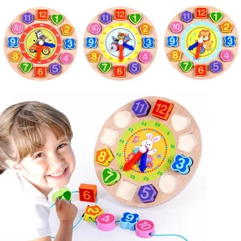 Vaikai Medinis Laikrodis Žaislas Numeris Formos Pažinimo Ankstyvasis Ugdymas Švietimo Rūšiavimo Lizdus Montessori Žaislai Vaikams Įspūdį Dovana