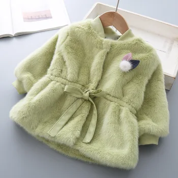 Vaikai Paltai Mergina Pavasario žiemos 2020 Mados kūdikis merginos megztinis mergaitėms dirbtiniais kailio Paltas Princesė vėjo stora šilta Striukė 12M