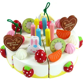 Vaikai, medienos, maisto produktų imitavimo tortas nustatyti modeliavimo apsimesti žaisti žaidimą torto pjovimo Medinių žaislų, vaikų žaidimo virtuvė švietimo žaislas