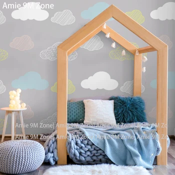 Vaikai šviesiai pilkas fonas debesis rožinė ir mėlyna versija berniukas ir mergaitė kambario tapetai nuolaida kliento sienos tapetai dydis