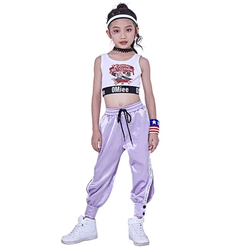 Vaikų gatvės šokių nustatyti, mergaičių šiuolaikinio Džiazo šokio kostiumai hip-hop kelnės mergaitėms praktikos drabužius rezultatų vasaros drabužių