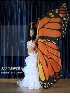 Vaikų pilvo šokio drugelio sparnai rodo, kostiumai, rekvizitas, mergina kostiumas spalvinga pilvo šokis su sparnais vaivorykštės sparnų su lazda