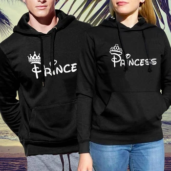 Valentino Dieną Palaidinukė Princas ir Princesė Pora Hoodies Gotikos Moteriškų Drabužių Streetwear Spausdinti Savo
