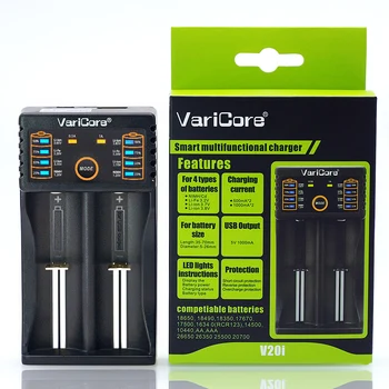VariCore V20i 18650 įkroviklis 1.2 V, 3,7 V 3.2 V 3.85 V AA / AAA 26650 10440 14500 16340 25500 NiMH ar ličio baterija, 