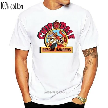 Vasaros Mielas Animacinių filmų Dvi Pelės Marškinėliai Vyrams White T-shirt Naujovė Marškinėliai, Chip Ir Dale Rescue Rangers Spausdinti Vyrų Marškinėlius