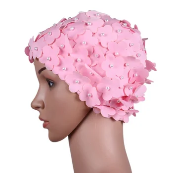 Vasaros Swimmiing Skrybėlę Baseinas Gėlės Žiedlapis Bžūp Nemokamai dydis Moterų Maudymosi Kepuraitė