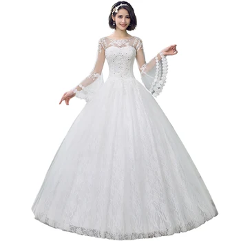 Vestuvinė Suknelė Nėrinių Princesė Dream Vestuvių Suknelės Nuotaka Ilgomis Rankovėmis Suknelės Kamuolys Chalatai