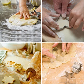 Virtuvės Kepimo Įrankius, 12Pcs Cookie Cutters Formos Nerūdijančio Plieno Star Širdies Formos Kepimo Forma 